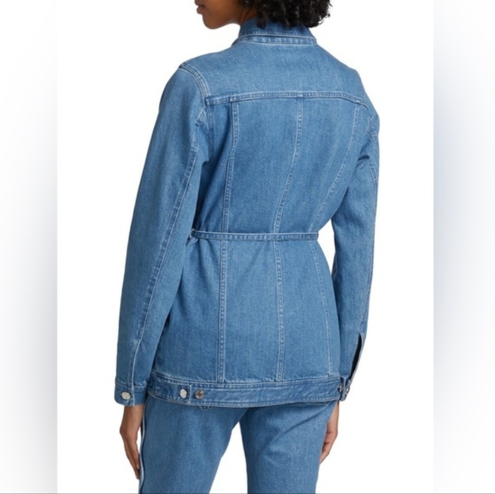 Derek Lam 10 Crosby Luca Tailored Wavy Seamed Denim Jacket MISSING BELT - Picture 2 of 8